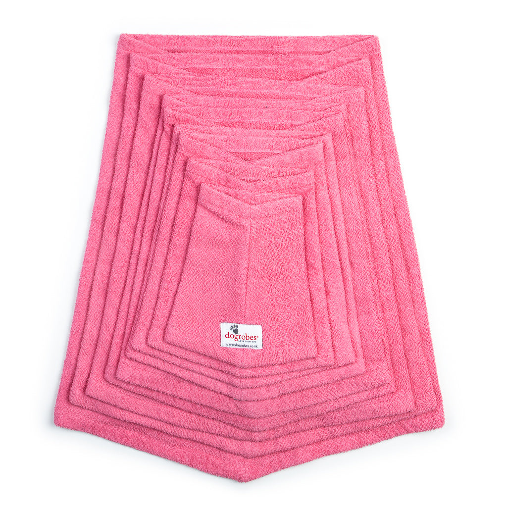 Dogrobe snoods are trusted and loved by dogs’ owners and their pets as they are ideal for drying your dog's head, neck and ears. Dog snood in pink. Available in sizes Mini to XXXL.