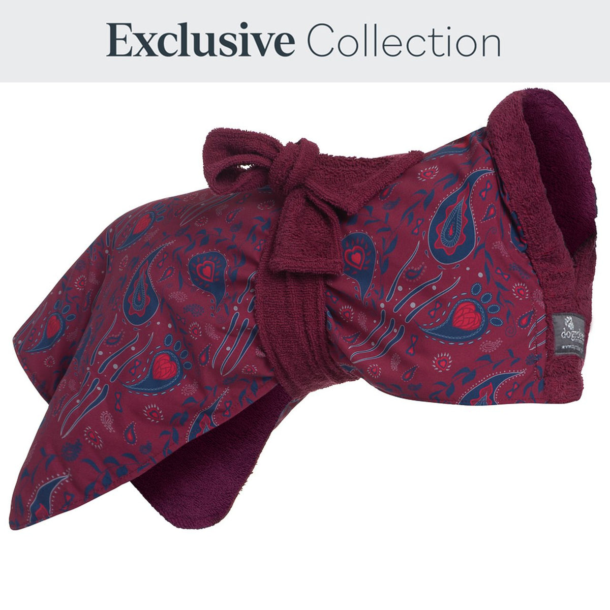 Stylish yet practical paisley drying Dogrobe is ideal for outdoor adventures, after swimming, training, working or bathing.