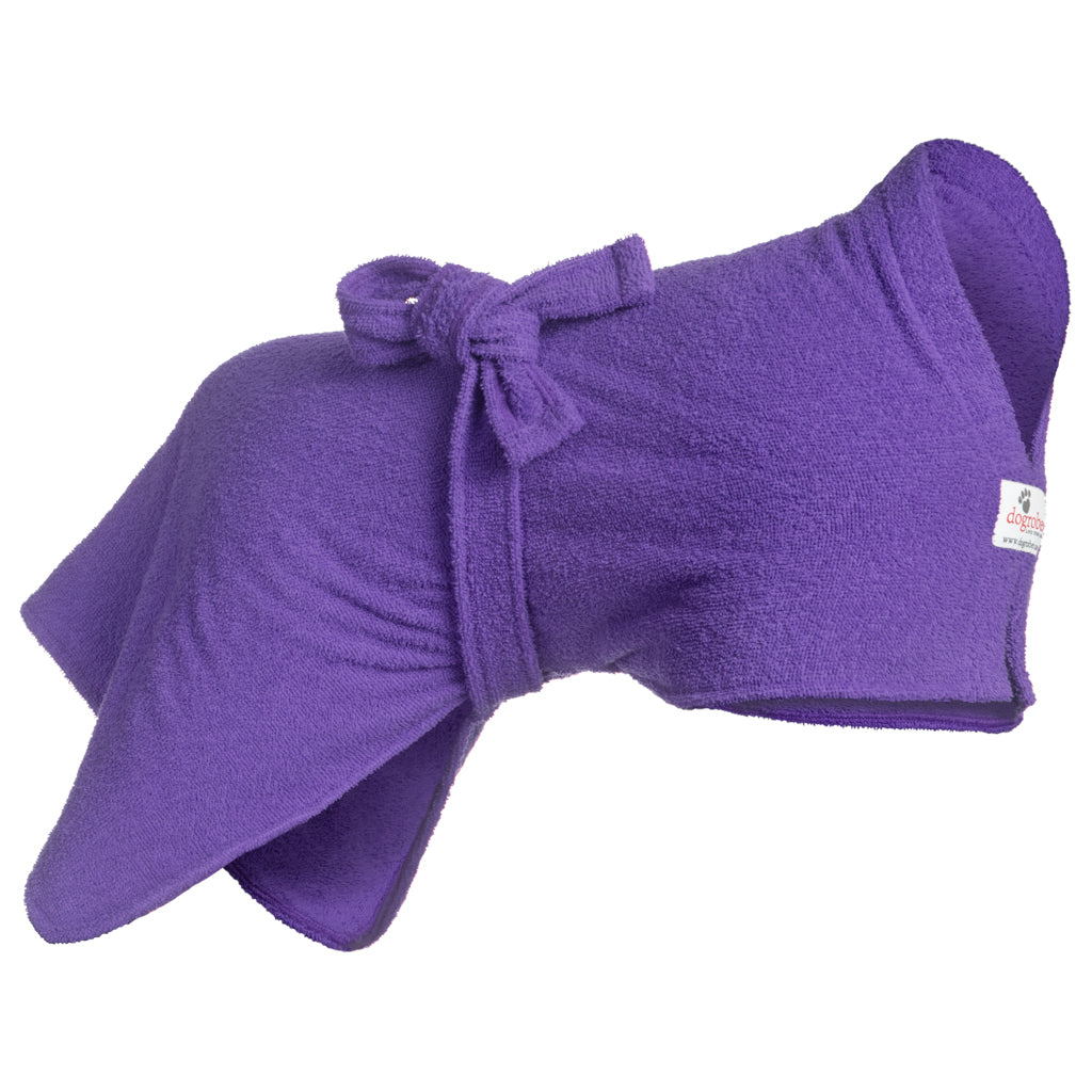 Dogrobe dog coats are perfect for drying, warming and comforting your dog after outdoor adventures. Available in purple.