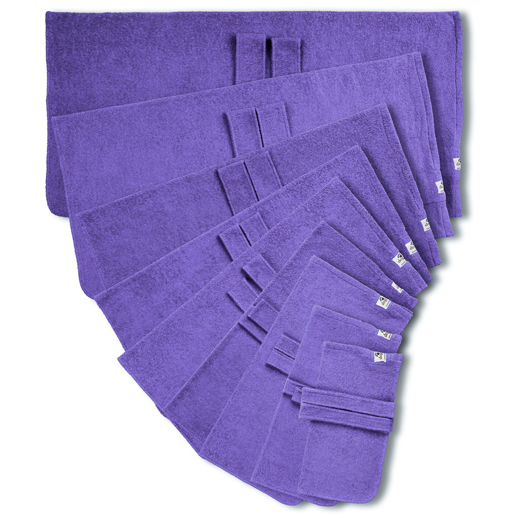 Dogrobe dog coats are perfect for drying, warming and comforting your dog after outdoor adventures. Available in purple. and sizes Mini to XXXL