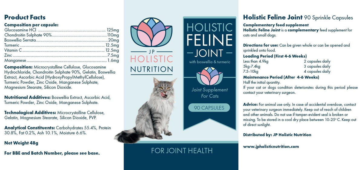 Holistic Feline Joint with Boswellia &amp; Turmeric is a natural joint supplement for cats