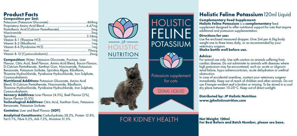 Kidney Potassium supplement for Cats UK - JP Holistic Nutrition