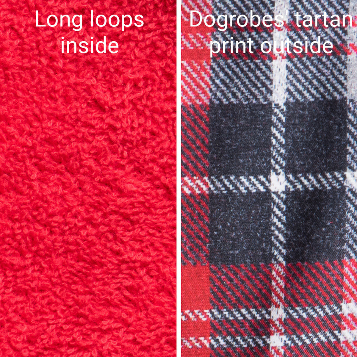 Stylish yet practical tartan drying Dogrobe is ideal for outdoor adventures, after swimming, training, working or bathing.