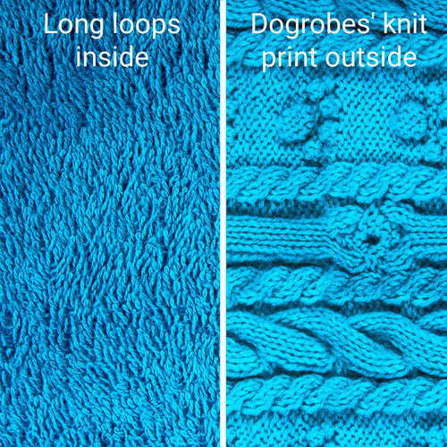 Stylish yet practical knit drying Dogrobe is ideal for outdoor adventures, after swimming, training, working or bathing.